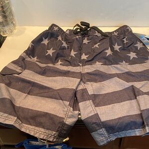 NWT Kanusurf Black/Gray Patriotic Swim Trunks or Shorts
